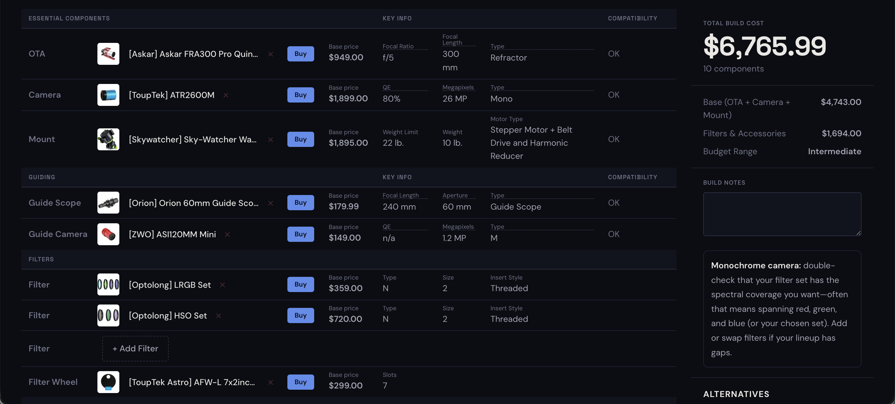 AstroBuilder rig builder interface